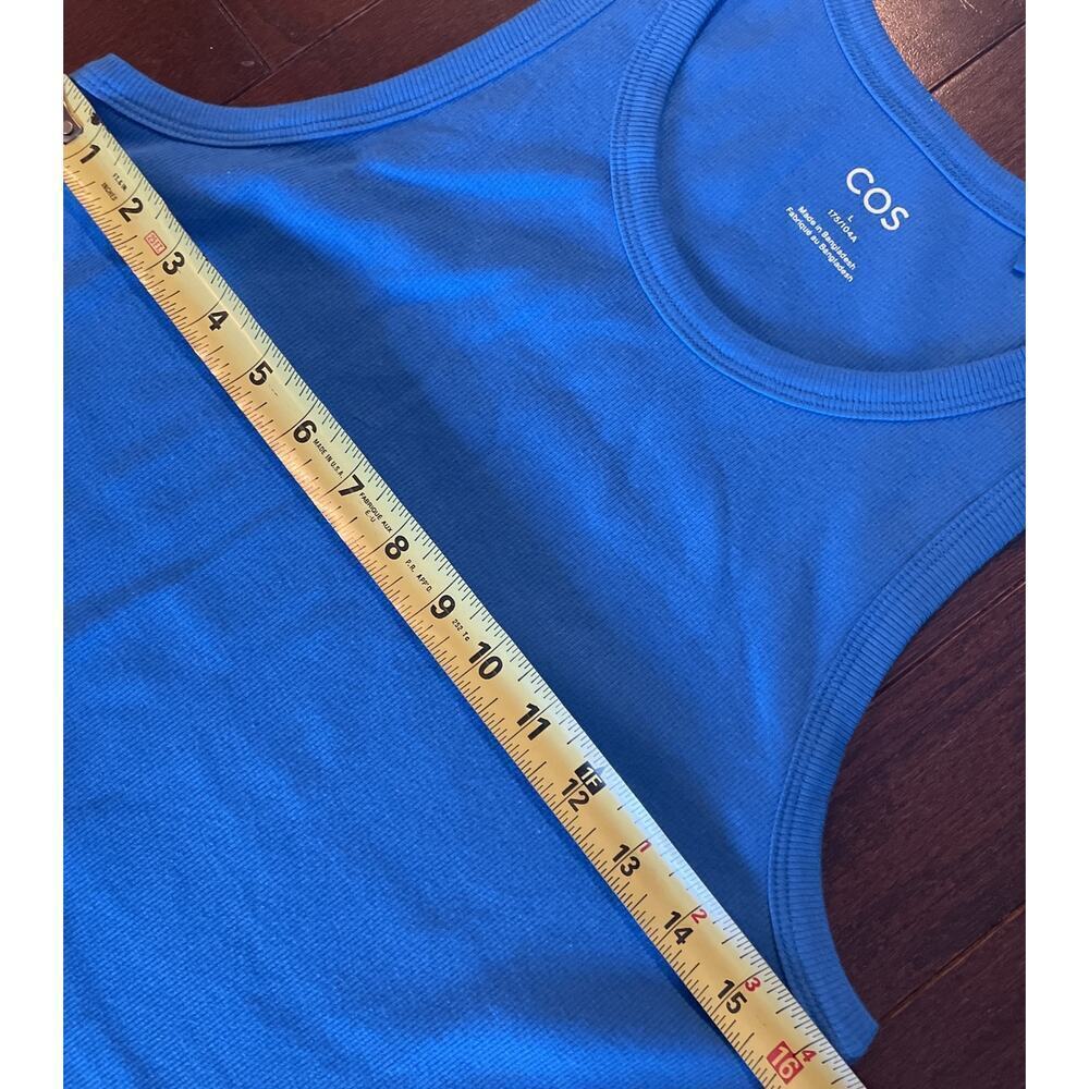 COS Tube Maxi Dress Large Blue Sleeveless Bodycon Fitted Stretch Round Neck NEW - Picture 3 of 4